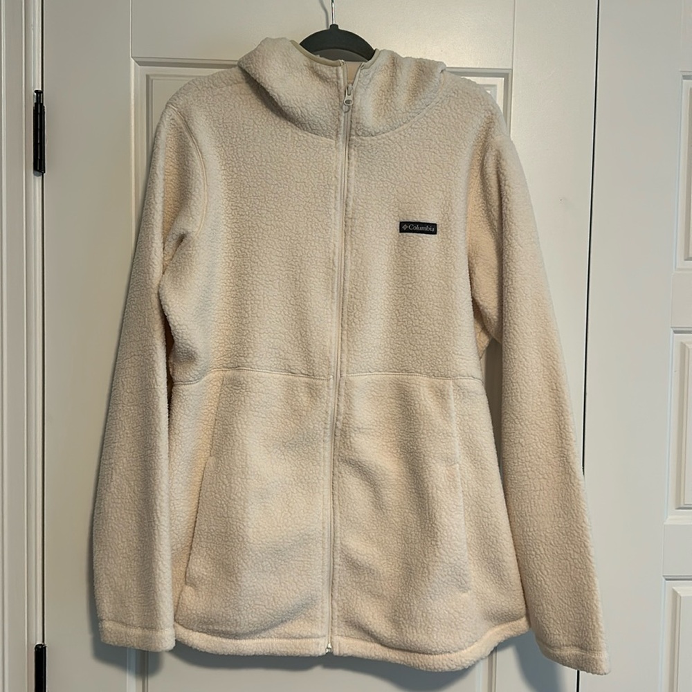 Columbia Women's Cream Boulder Springs Long Fleece Hoodie Size XL/TG